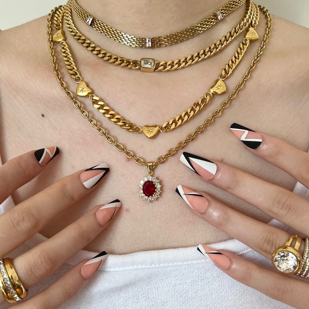 18k Gold Plated Ruby Necklace - Picture 4 of 8